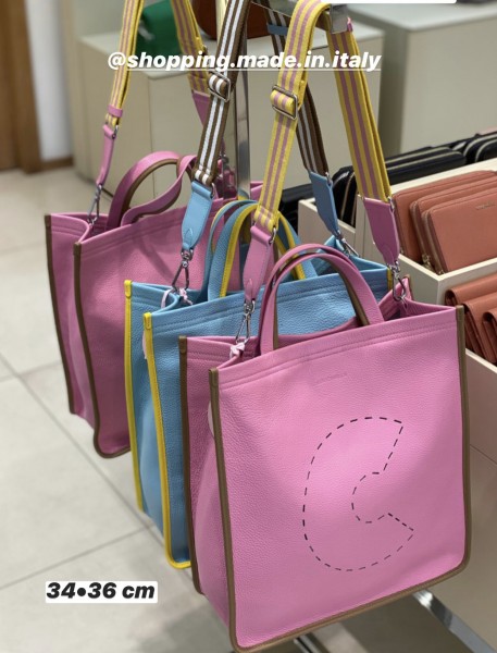 Кожаная сумка coccinelle розовый цвет, бутик, размер 34•36 см