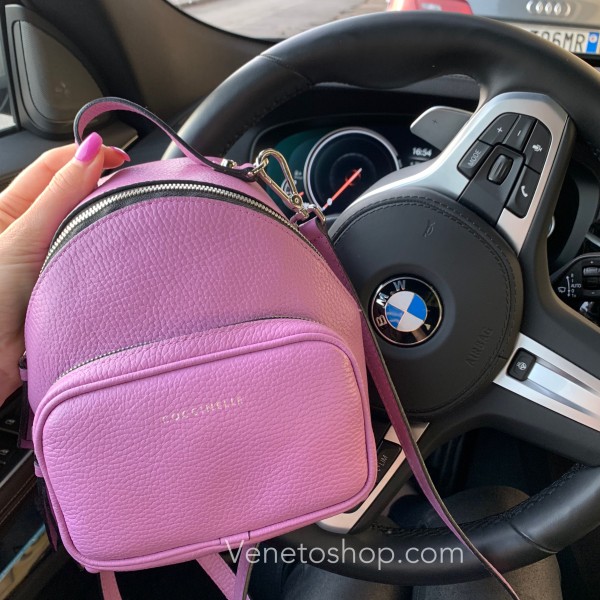 Кожаный рюкзак Coccinelle размер мини цвет розово фиолетовый
