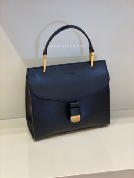 Кожаная сумка Firenze medium 22*27 см цвет черный, кожа сафьяно, с длинным плечевым ремнем в комплекте