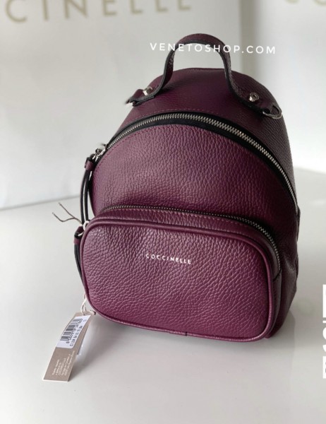 Кожаный рюкзак Coccinelle размер мини цвет сливовый