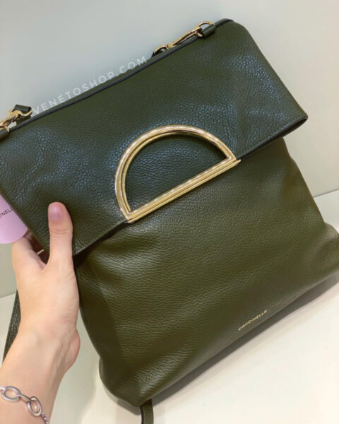 Кожаный сумка-рюкзак dalia coccinelle 28,5•29 cm цвет хаки зеленый