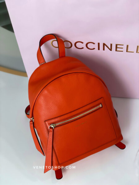 Кожаный рюкзак coccinelle jen m 21•27 cm E1 3B5 14 02 80  цвет оранжевый