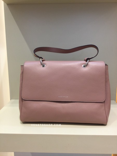 Кожаная сумка coccinelle taylor размер33•22•16 см цвет пыльный розовый