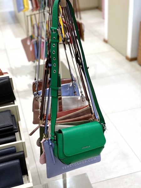 Кожаная сумка Coccinelle Alyssa 21•14•10 см размер s , цвет зеленый