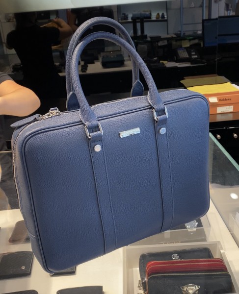 Кожаный портфель baldinini 28•38cm мужской цвет синий