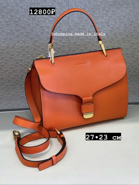 Кожаная сумка coccinelle firenza размер миди 23•27 см цвет оранжевый