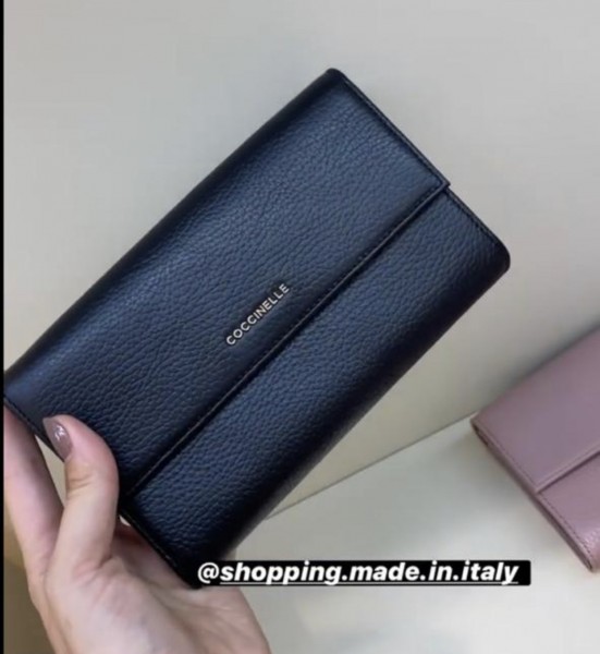 Кожаный кошелёк портмоне 19•12 см  Coccinelle чёрный