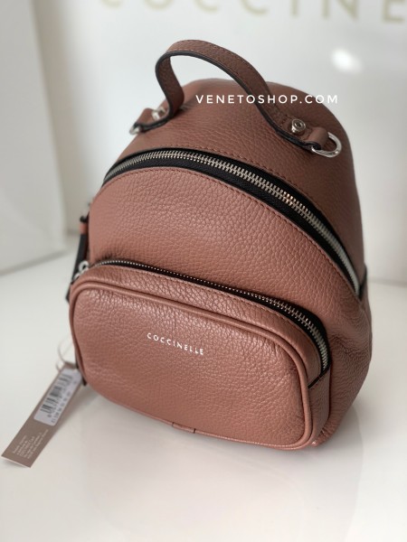 Кожаный рюкзак Coccinelle mini цвет розово коричневый terra