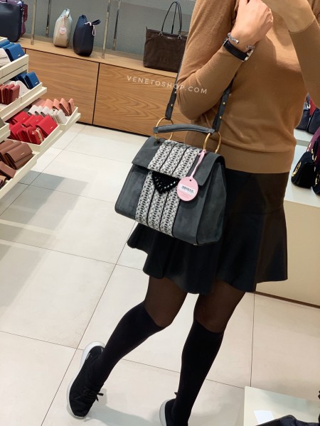 Замшевая сумка coccinelle B14 medium 22•27 cm цвет серый
