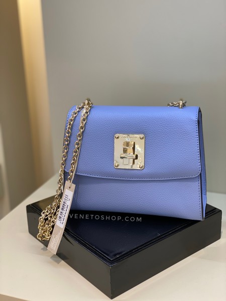Кожаная сумка Agatha на цепочке размер s 19•15•8 cm цвет голубой cosmic lilac