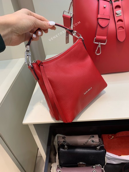 Кожаная сумка Coccinelle размер мини цвет красный