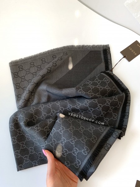 Шаль Gucci, темный серый, графитовый цвет