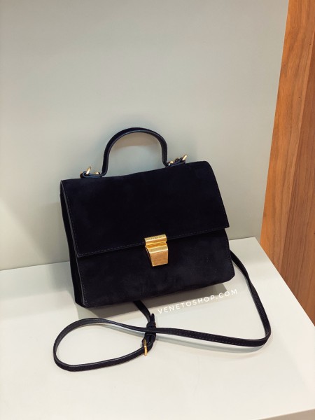 Замшевая сумка coccinelle frances размер мини17•20 см, цвет черный