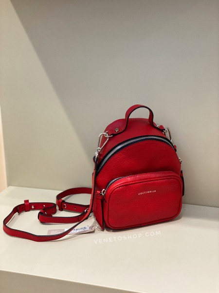Кожаный рюкзак красный Coccinelle размер s 15•22см