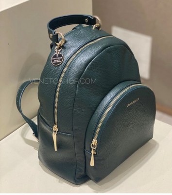 Кожаный рюкзак coccinelle alpha  24•29cm цвет изумруд, бутик