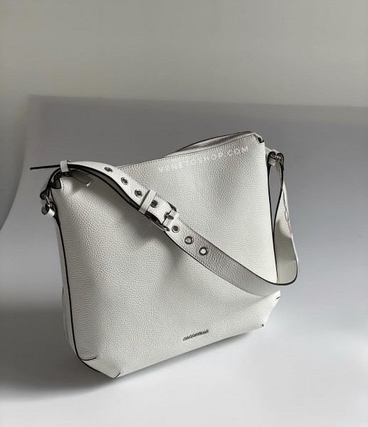 Кожаная сумка Coccinelle Alyssa размер L  30•31 cm цвет белый , плечевой ремешок на плечо, фурнитура серебро